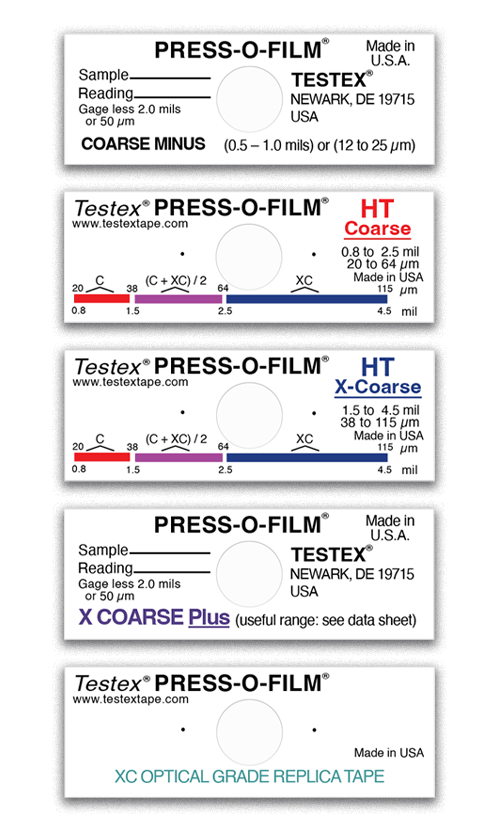 Cintas Testex Press O-Film -COARSE, COARSEMINUS, XCOARSE, XCOARSEPLUS