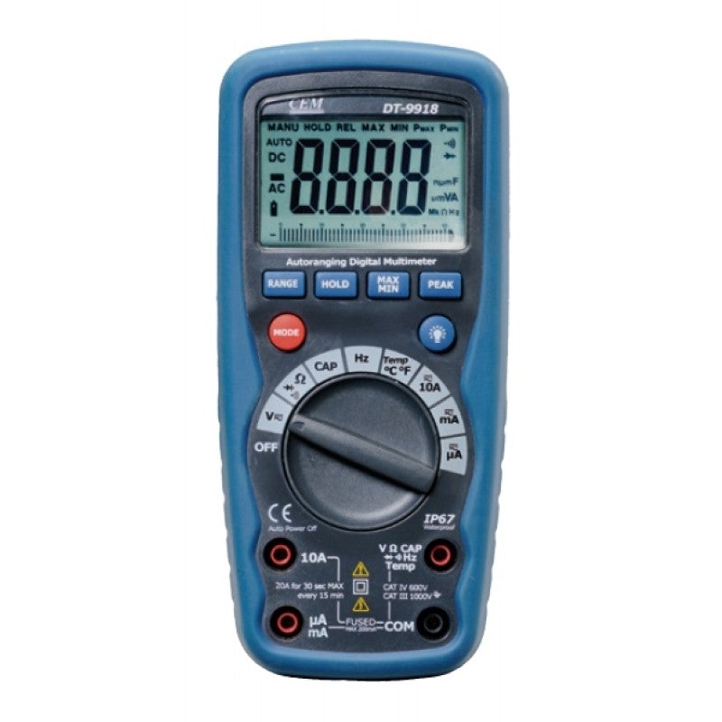 Multimetro Digital CAT IV 600V, CAT III 1000V, True RMS - DT9918T